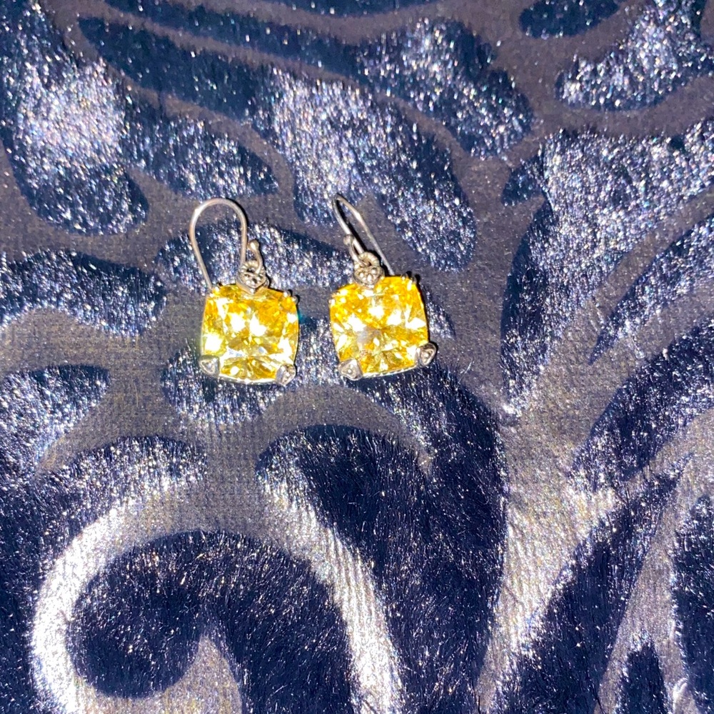 Yellow Cushion-Cut Drop Earrings - Judith Ripka 🐆🍒